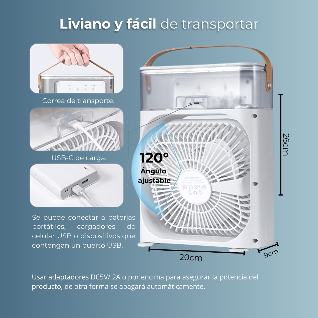 Air Cooler Fan™ Enfriador de Aire con Humidificador y Luz LED